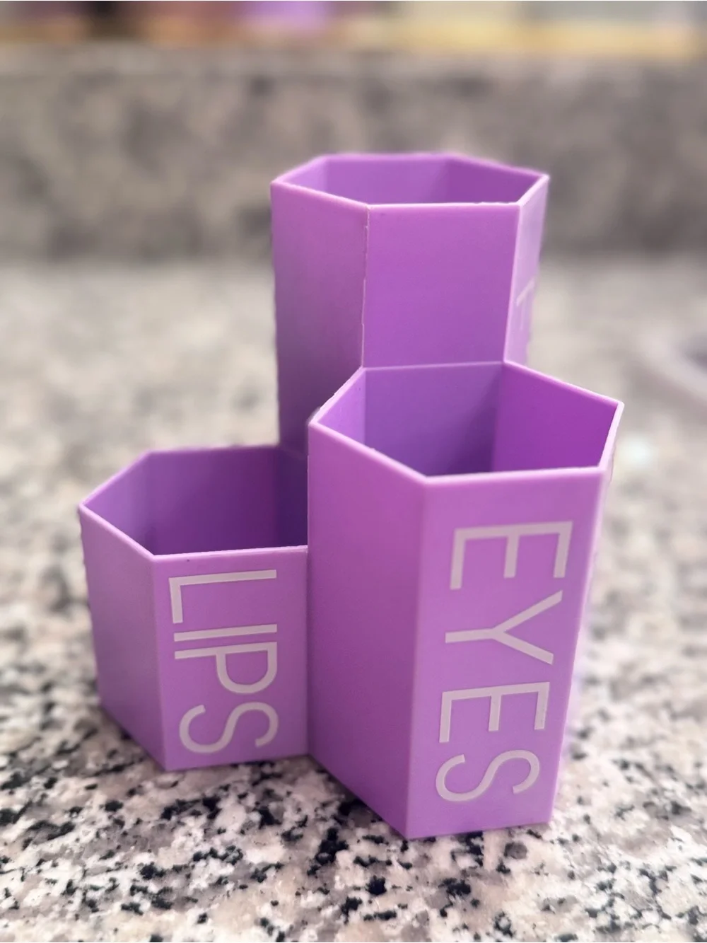Purple Hexagonal Makeup Organizer - Eyes & Lips Storage